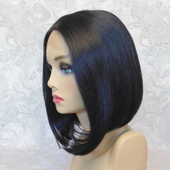 Glueless Lace Front Short Black Yaki Bob Wig main image 7